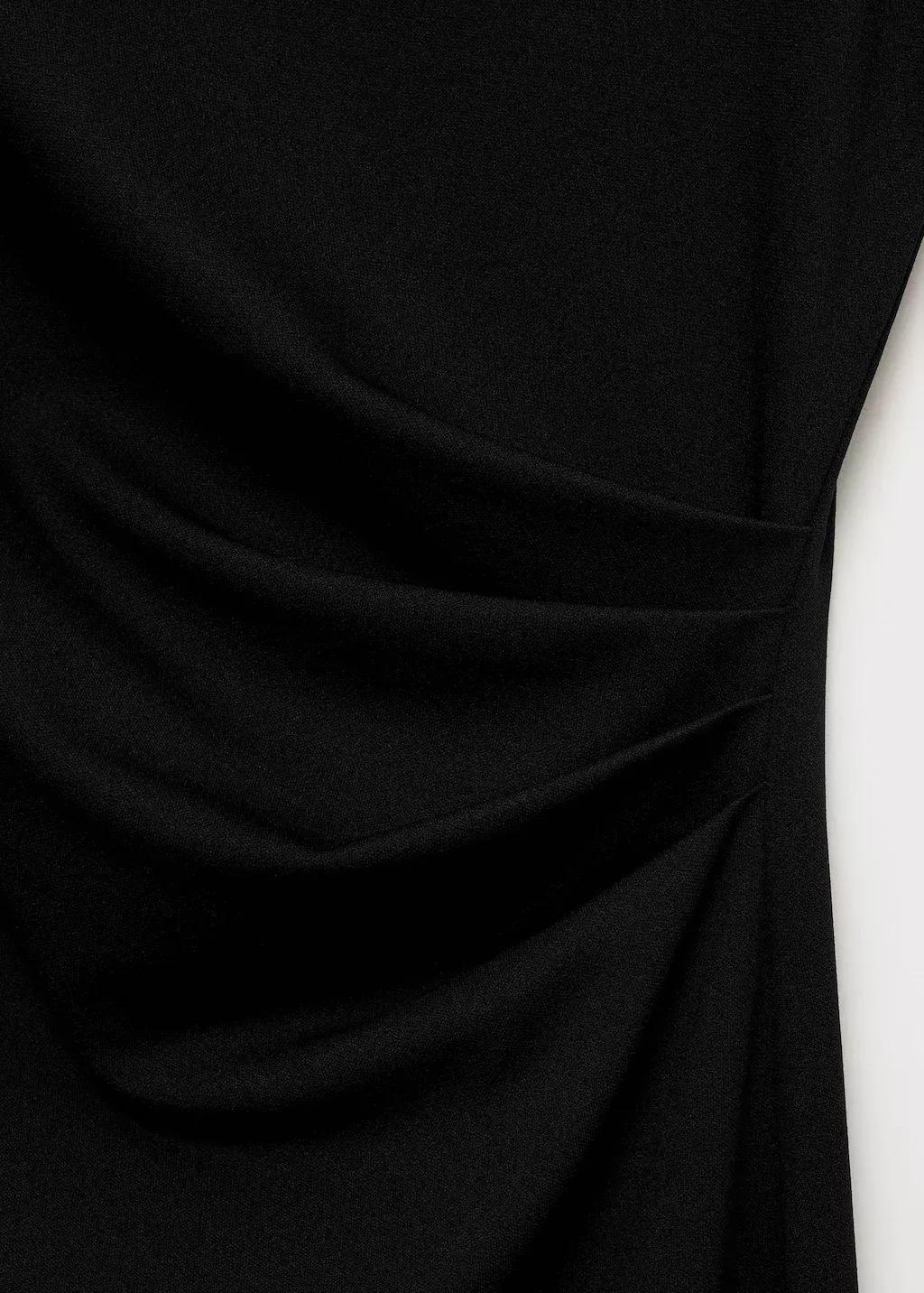 Black Draped Midi-Dress, , large image number 4