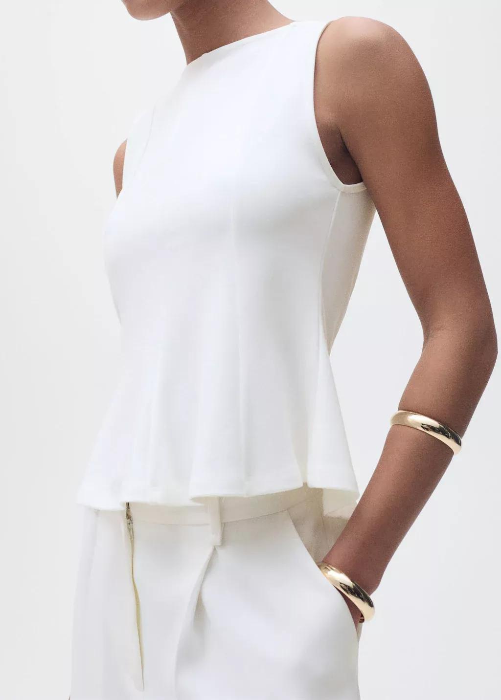 White A-Line Boat Neck Top, , large image number 1