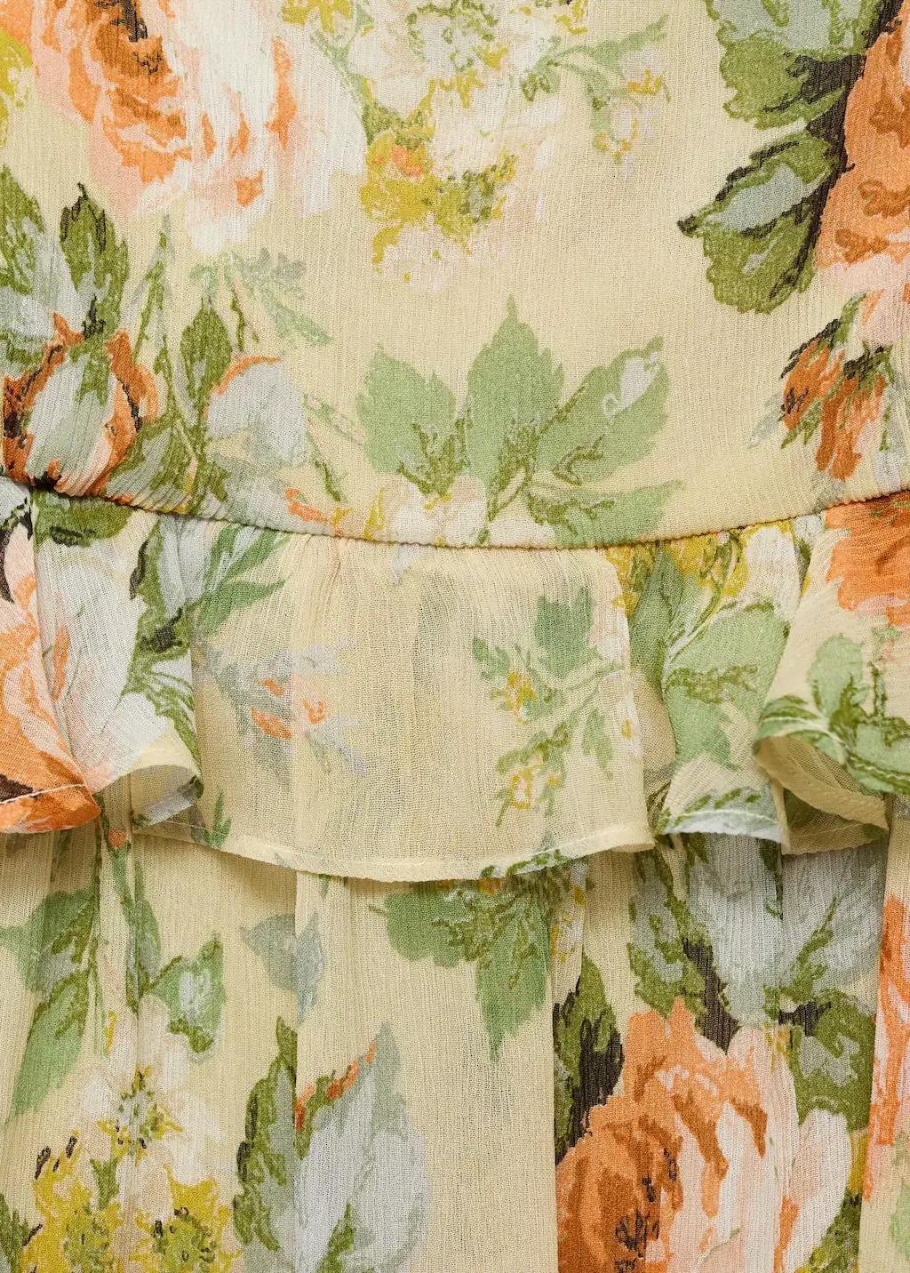 Beige Short Floral Dress With Ruffle Detail, , large image number 2