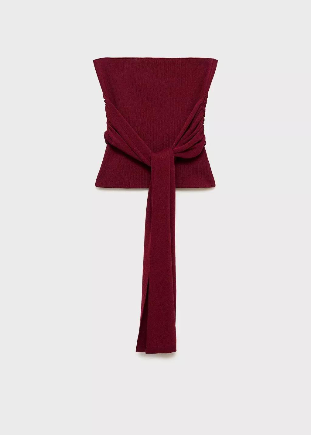 Red Bandeau Top With Knot Detail, , large image number 3