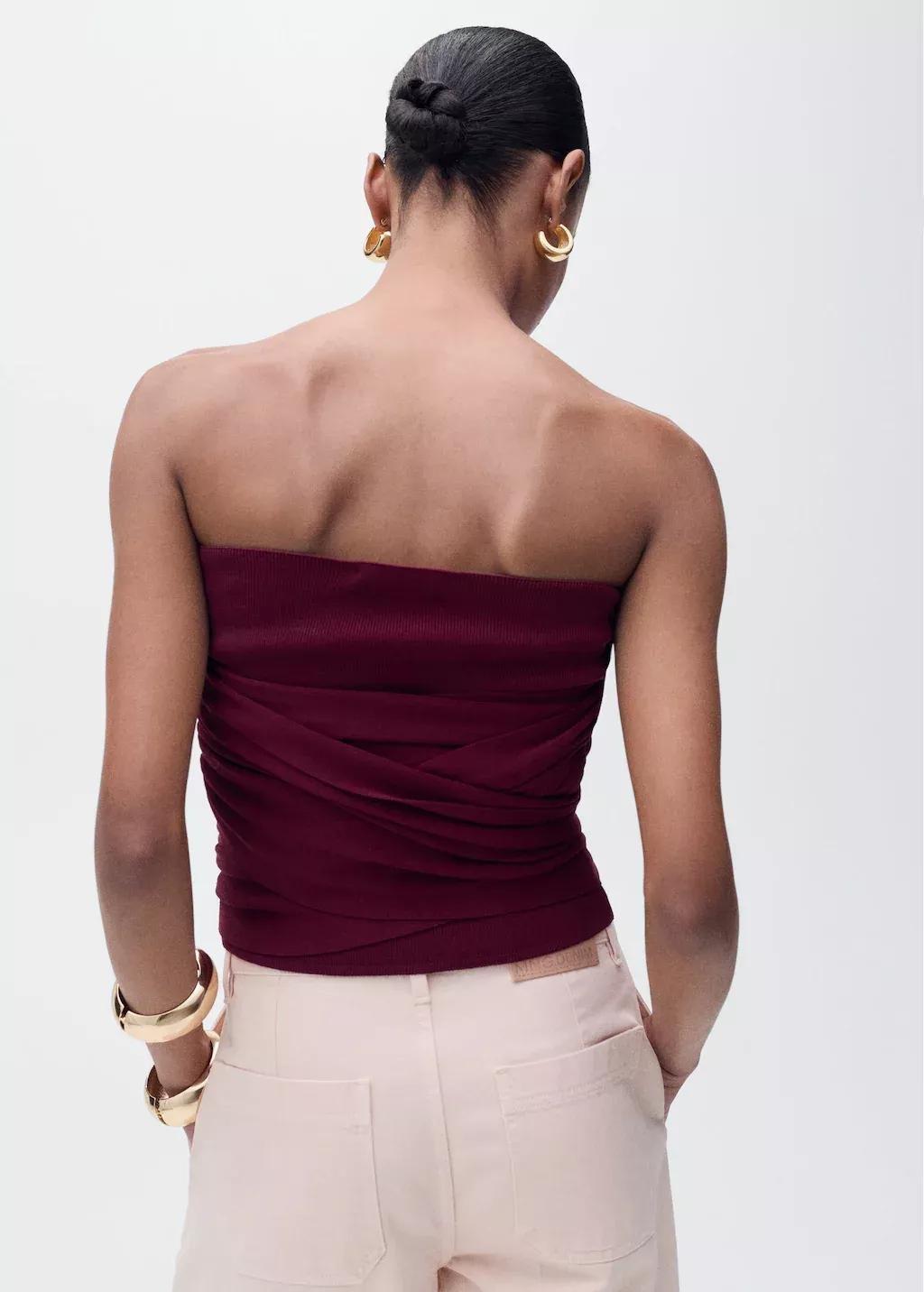 Red Bandeau Top With Knot Detail, , large image number 5