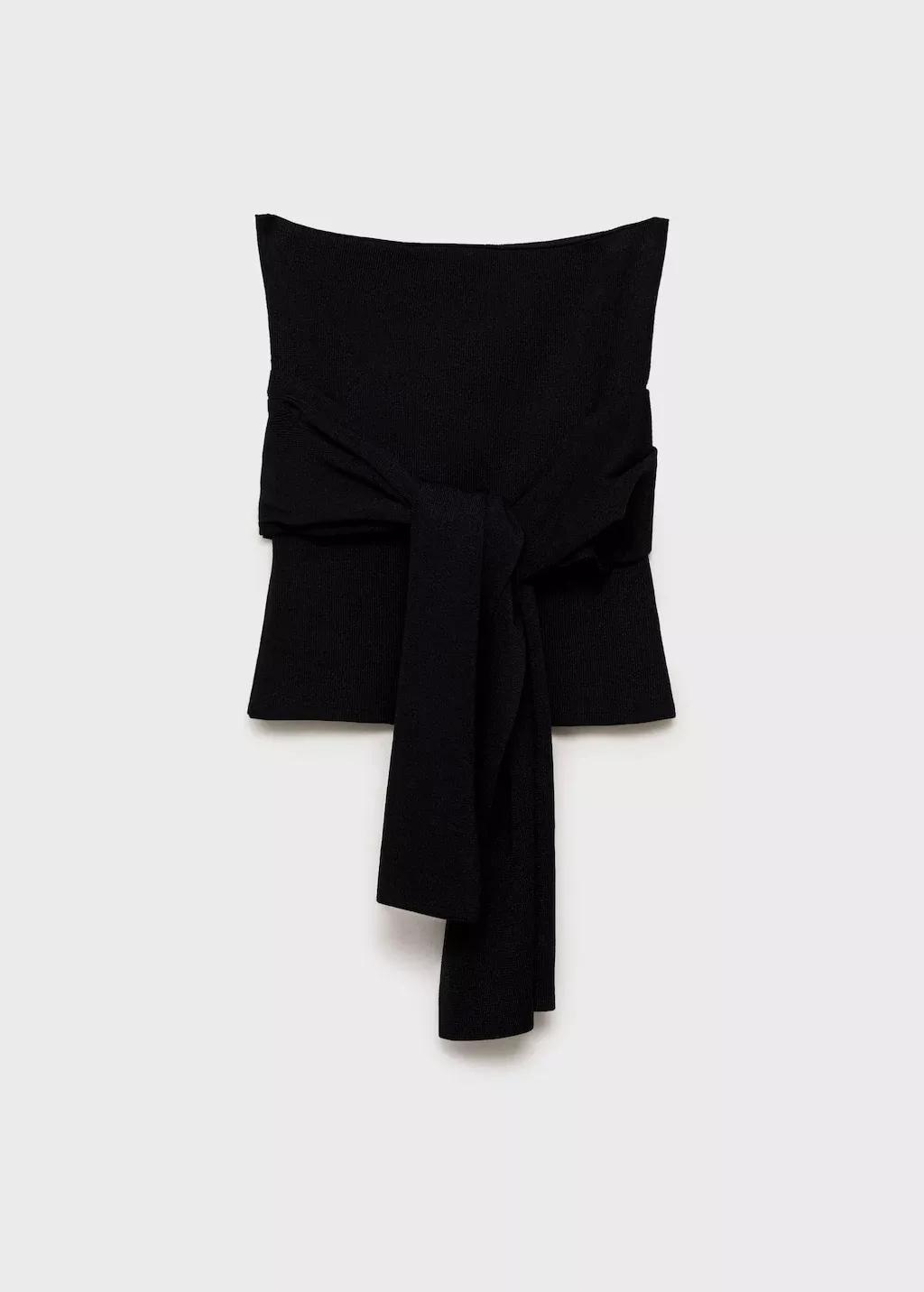 Black Bandeau Top With Knot Detail, , large image number 3