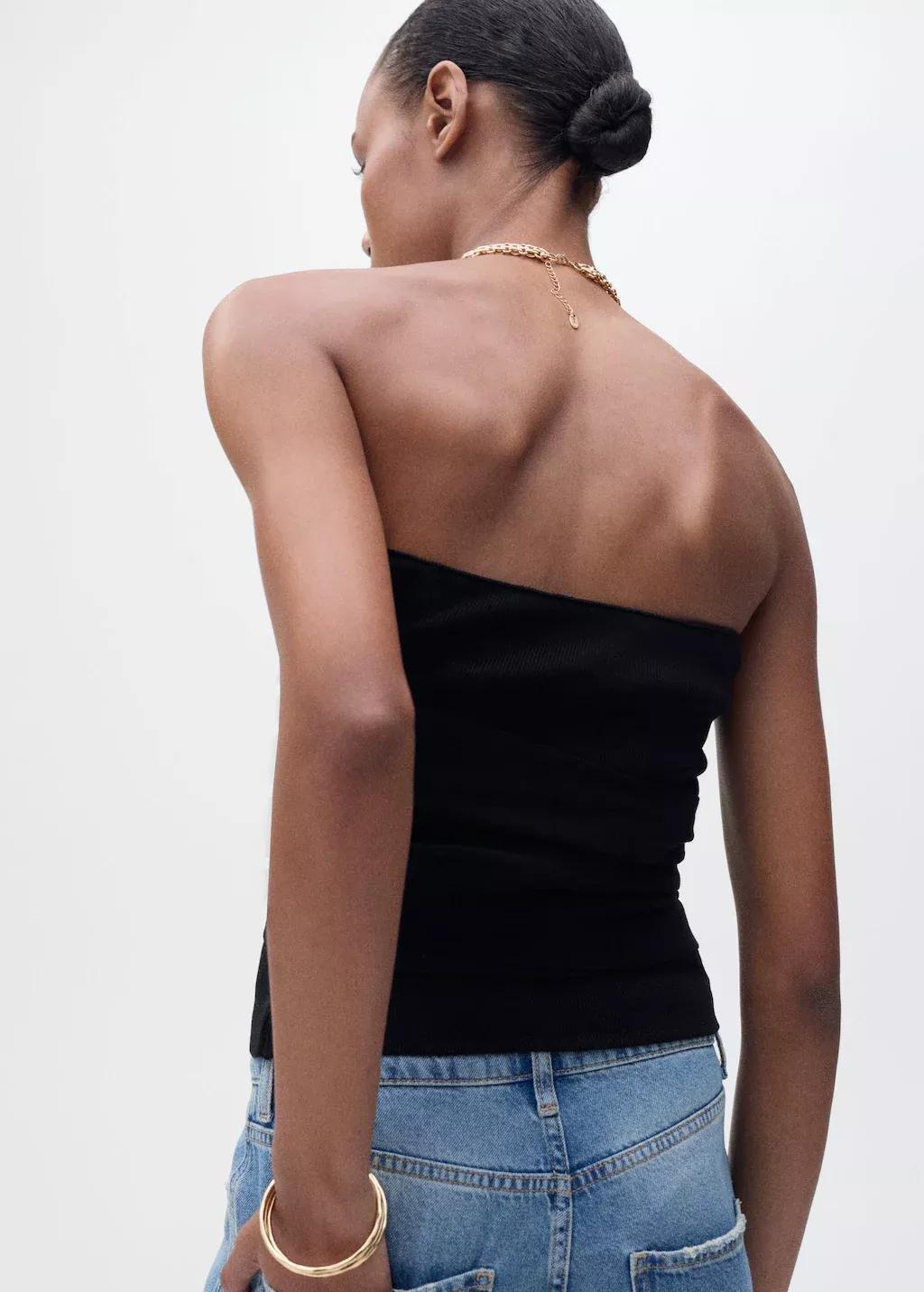 Black Bandeau Top With Knot Detail, , large image number 5
