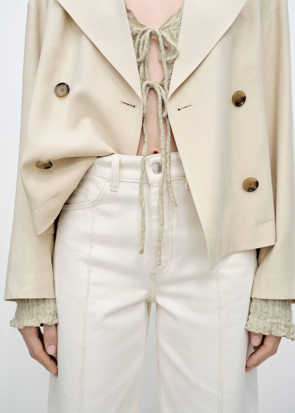 LIGHT BEIGE Wideleg cropped jeans with seam detail, , large image number 2