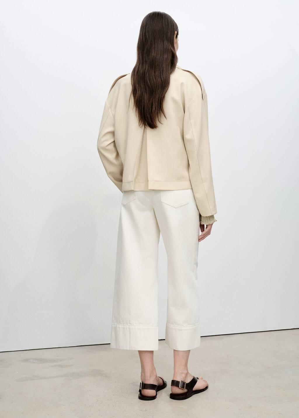 LIGHT BEIGE Wideleg cropped jeans with seam detail, , large image number 5