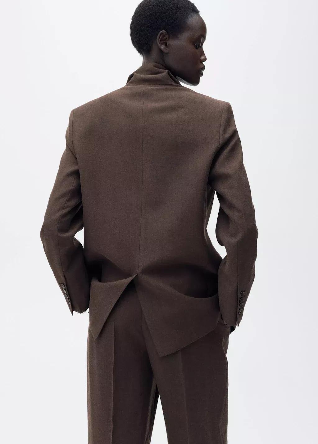 Brown Straight Lyocell Suit Blazer, , large image number 7