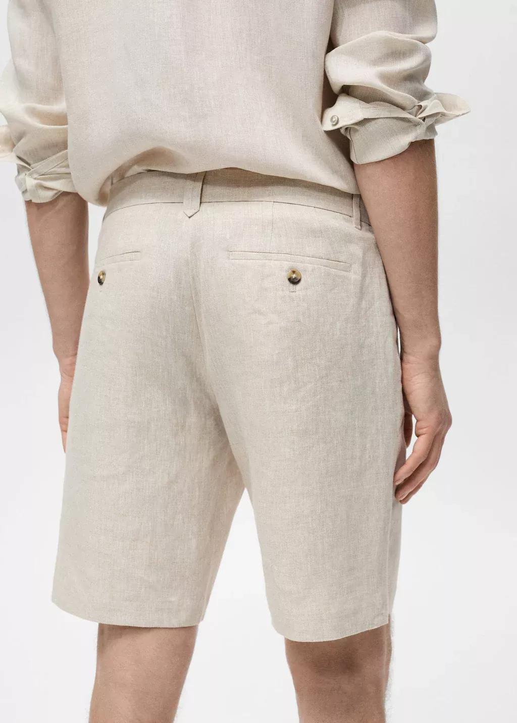 Beige Plain Bermuda Shorts, , large image number 2