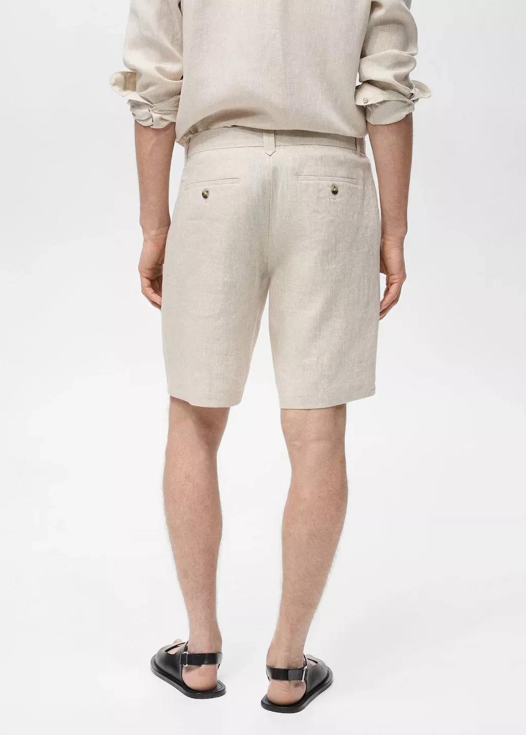Beige Plain Bermuda Shorts, , large image number 7