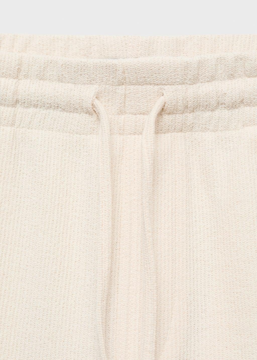 Beige Textured Cotton Bermuda Shorts With Drawstring, Light Beige, large image number 6