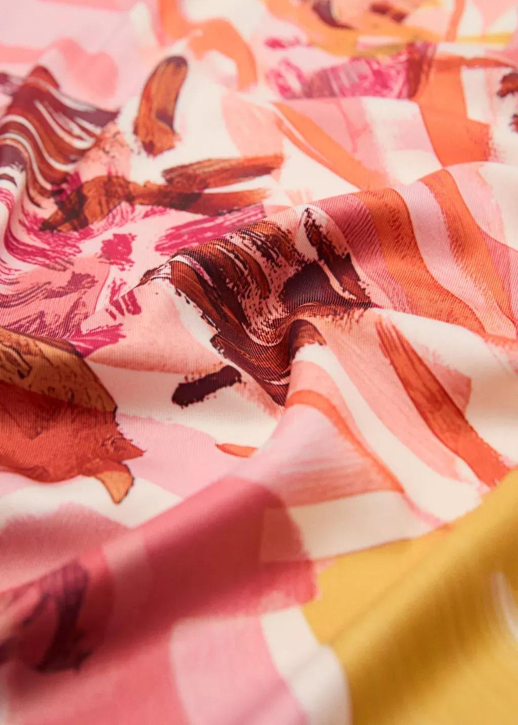 Floral Print Satin Scarf, , medium
