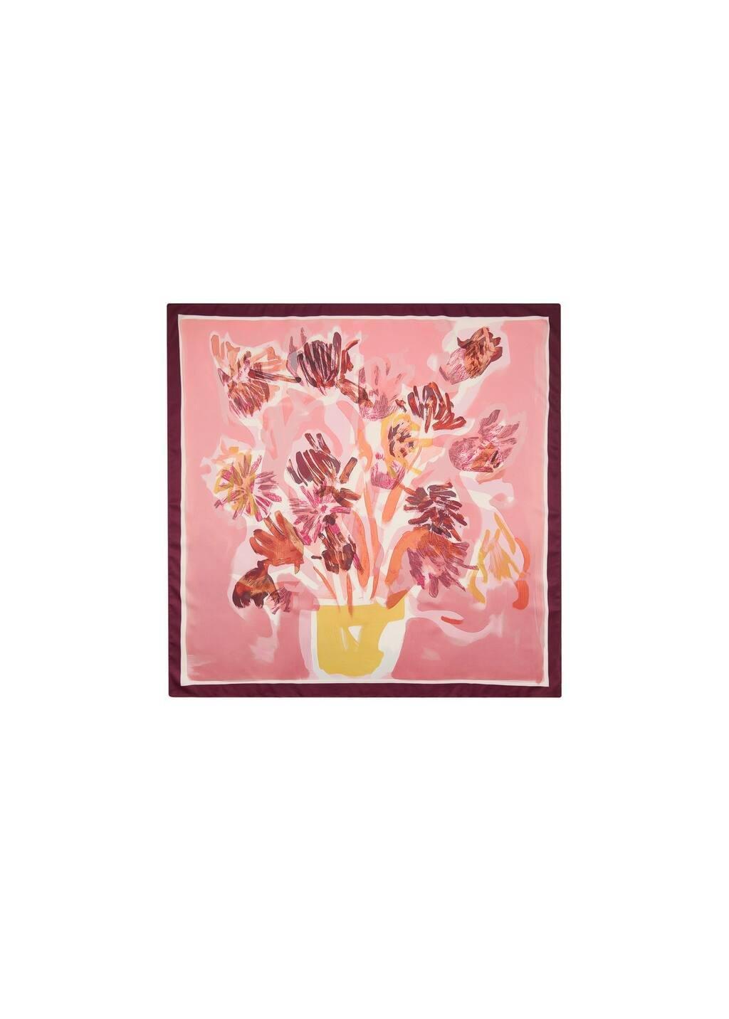 Floral Print Satin Scarf, 0201_85, large image number 2