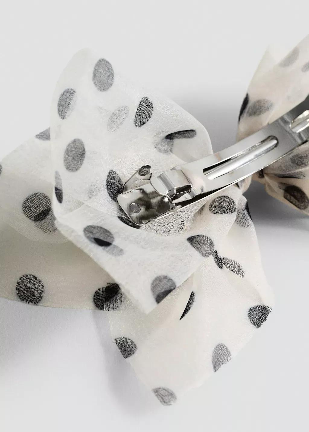 Beige Polka-Dot Bow Clip, , medium