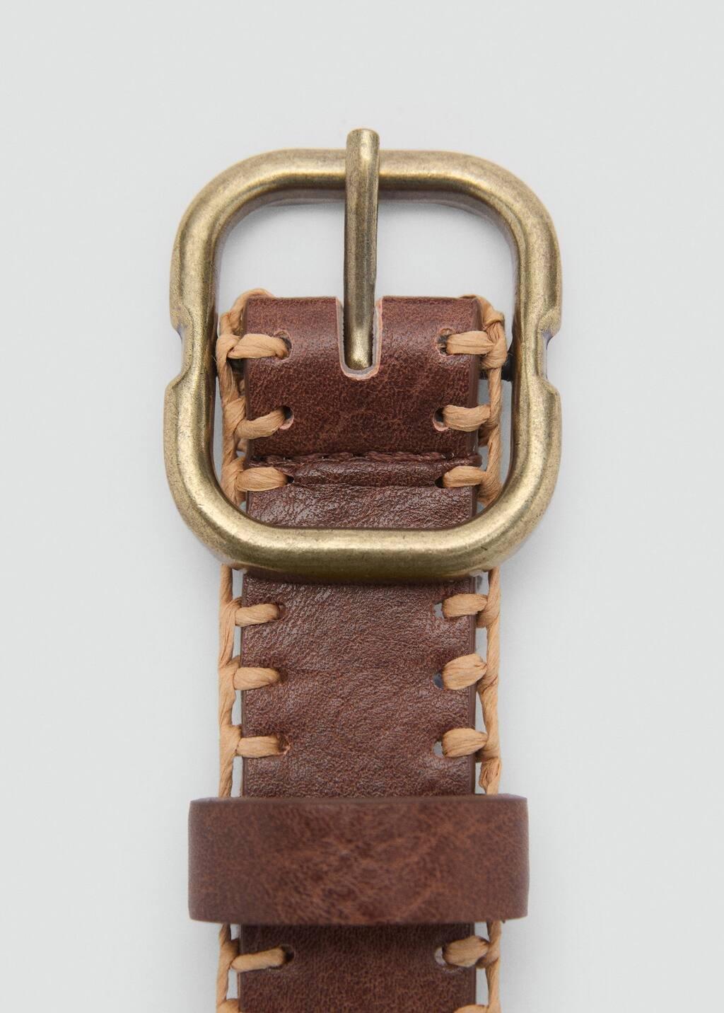 BROWN Belt with decorative stitching, , large image number 1