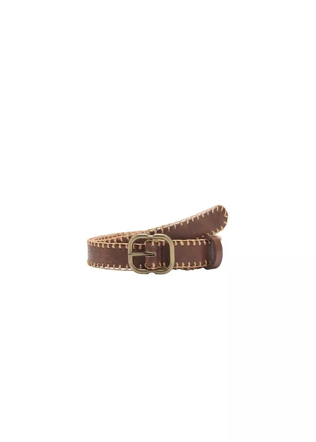 BROWN Belt with decorative stitching, , large image number 2