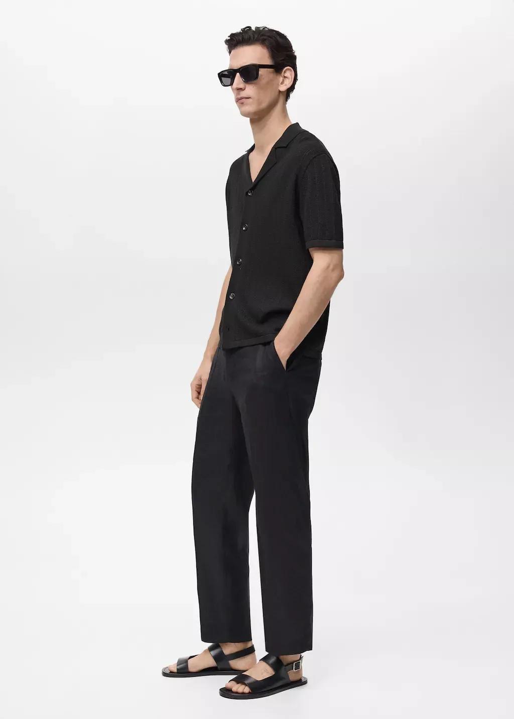 Black Textured Casual Shirt, , large image number 2