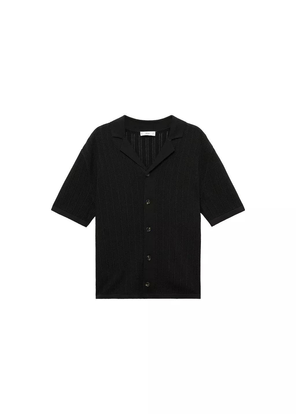 Black Textured Casual Shirt, , large image number 3