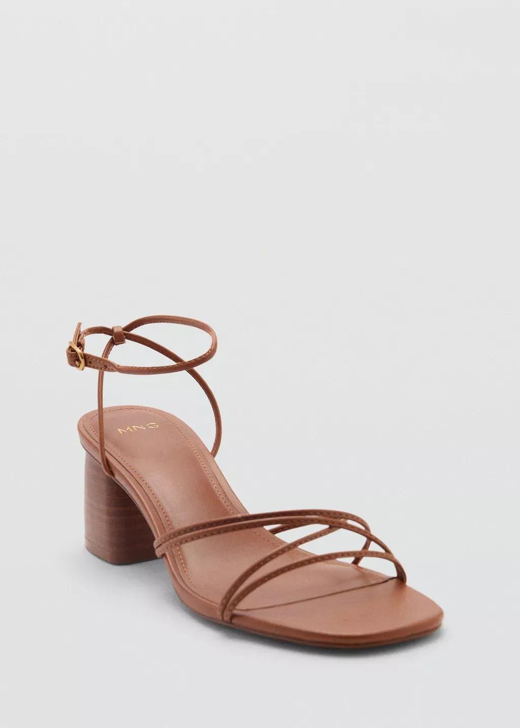 Brown Heeled Sandal With Crossed Straps, , medium