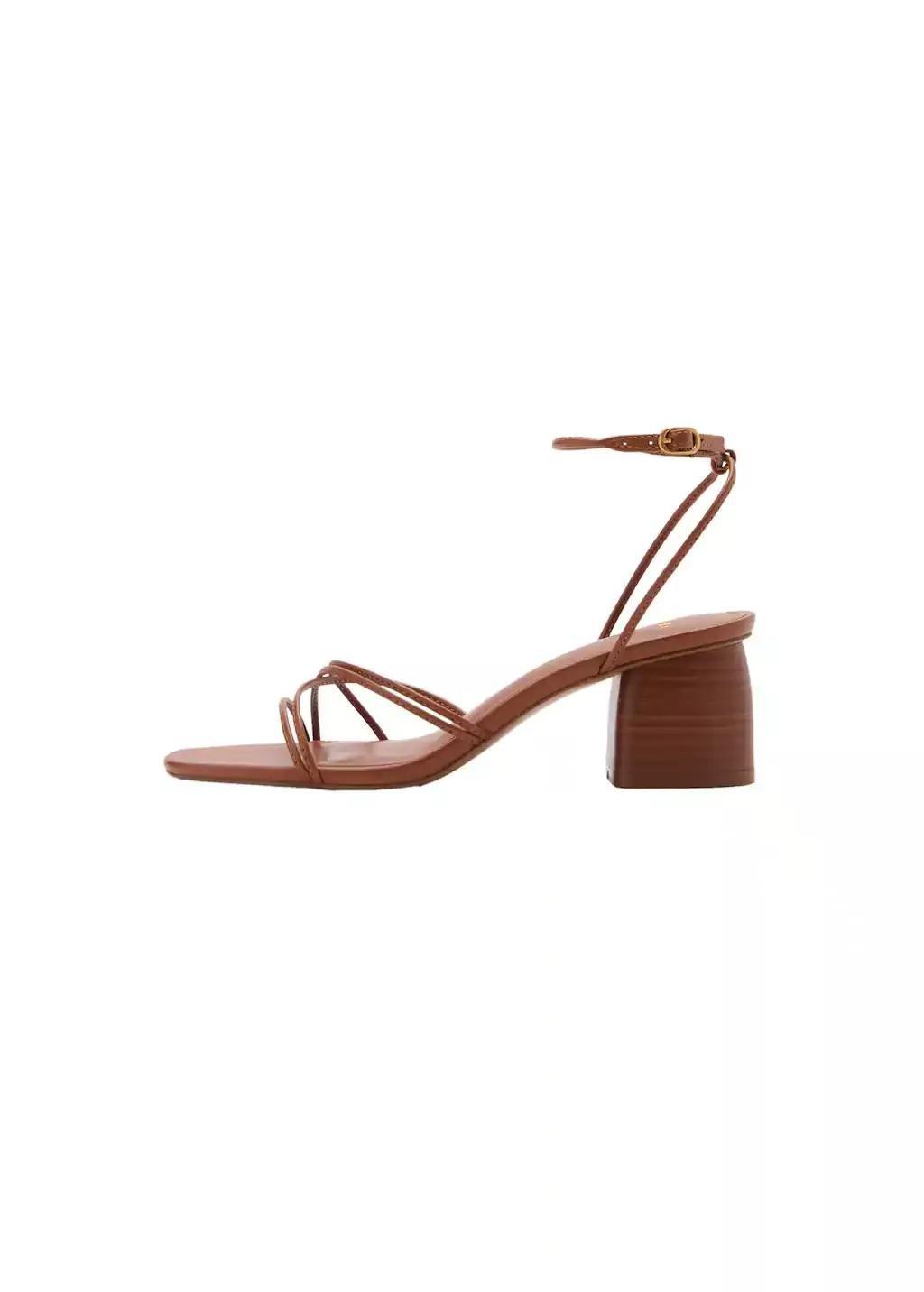 Brown Heeled Sandal With Crossed Straps, , large image number 3