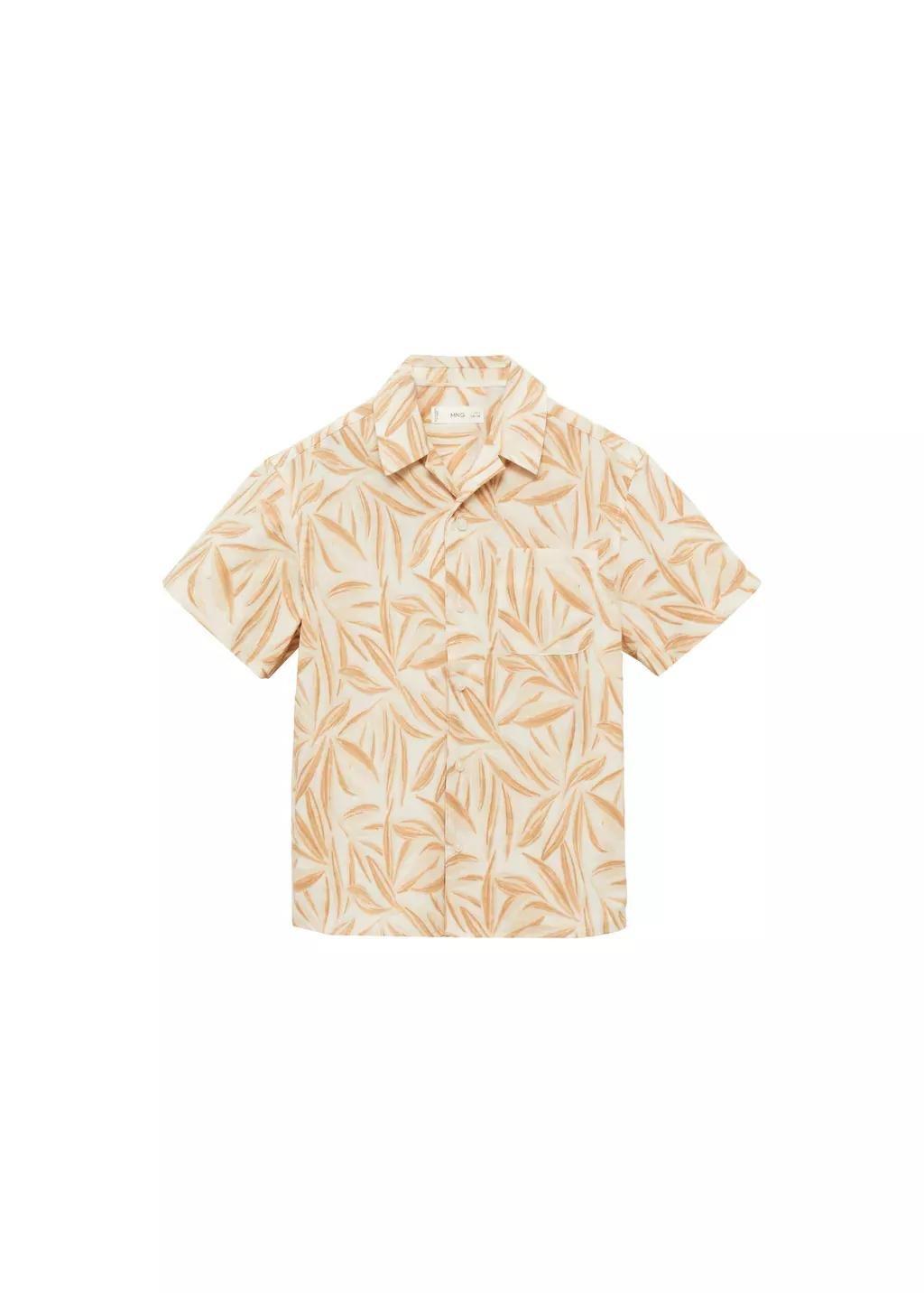 Yellow Short Sleeved Cotton Shirt, Kids Boy, , medium