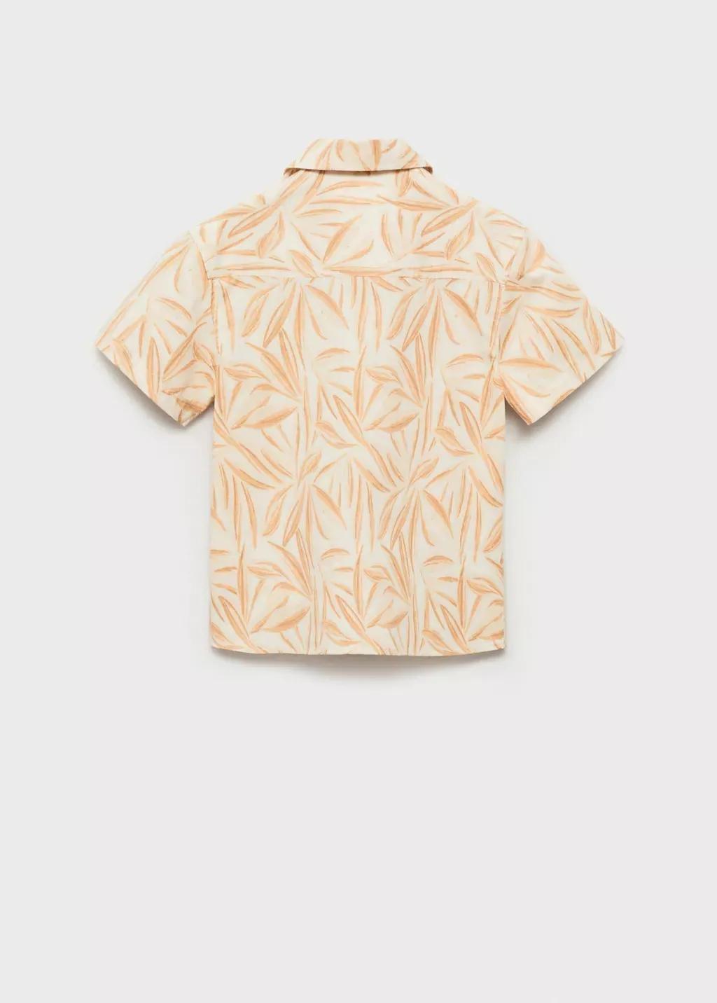 Yellow Short Sleeved Cotton Shirt, Kids Boy, Dark Yellow, large image number 2