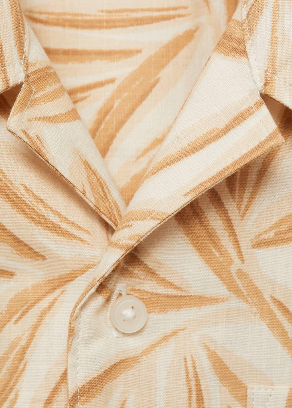 Yellow Short Sleeved Cotton Shirt, Kids Boy, Dark Yellow, large image number 4