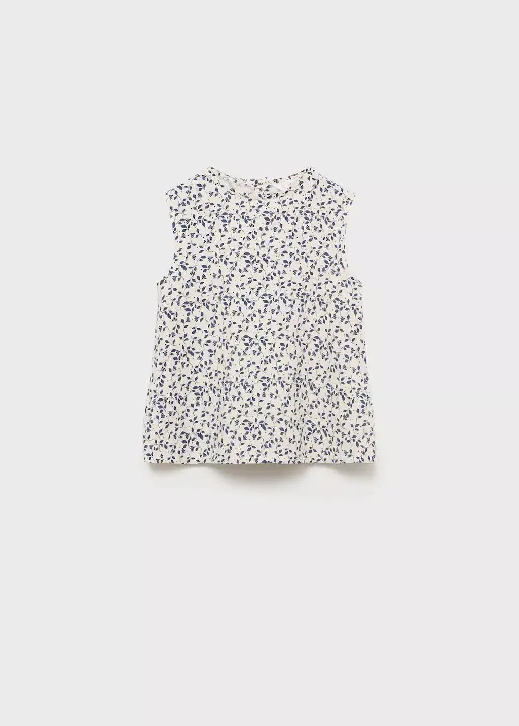 White Sleeveless Printed Blouse, Baby Girl, , large image number 0