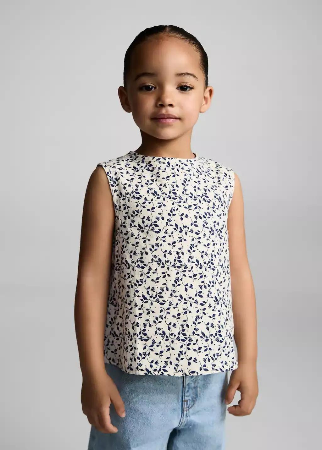 White Sleeveless Printed Blouse, Baby Girl, , large image number 1