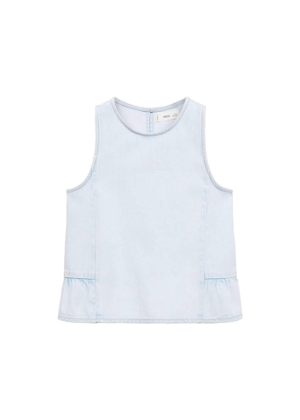 Blue Frilled Denim Shirt, Kids Girl, , large image number 2