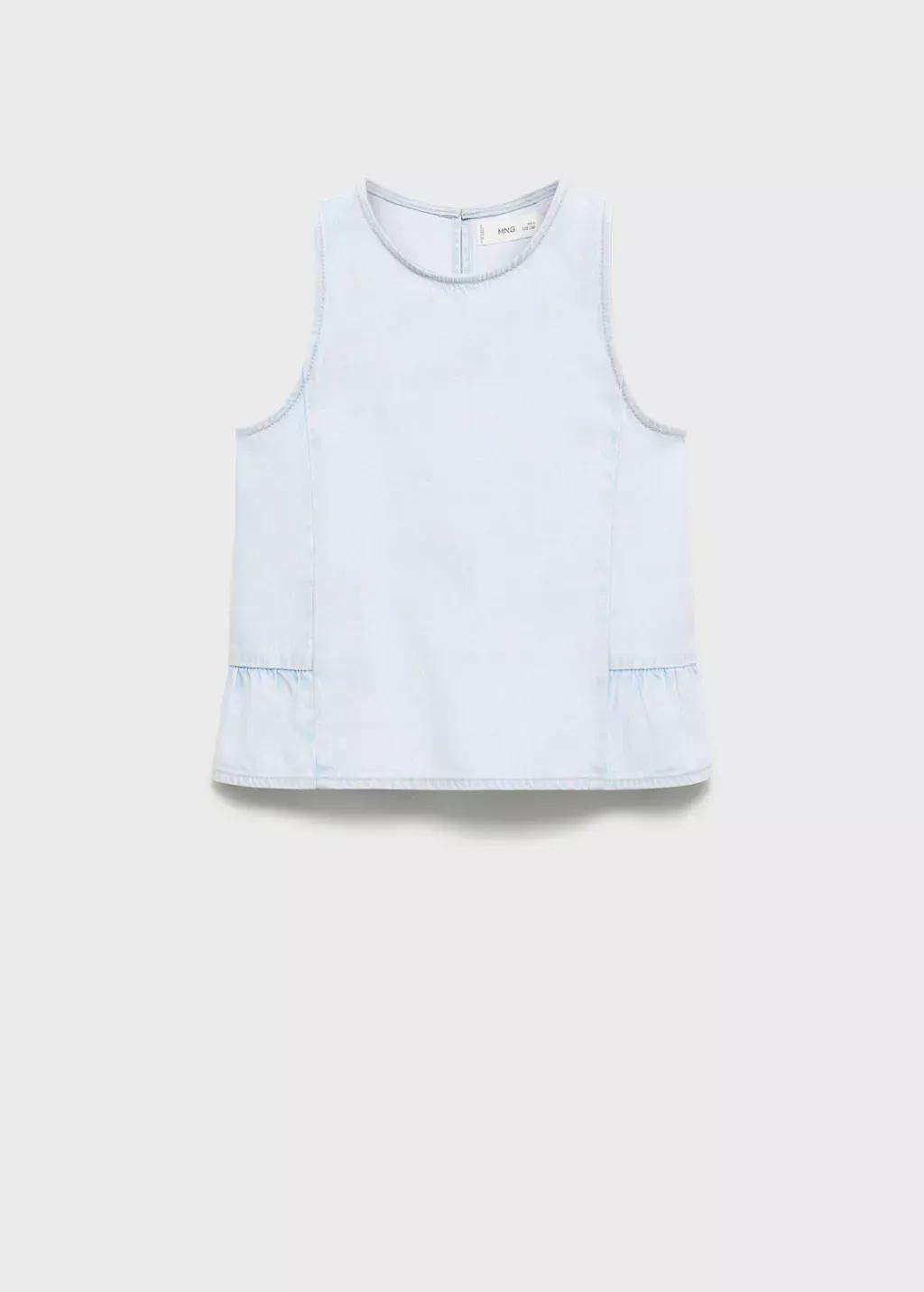 Blue Frilled Denim Shirt, Kids Girl, , large image number 4