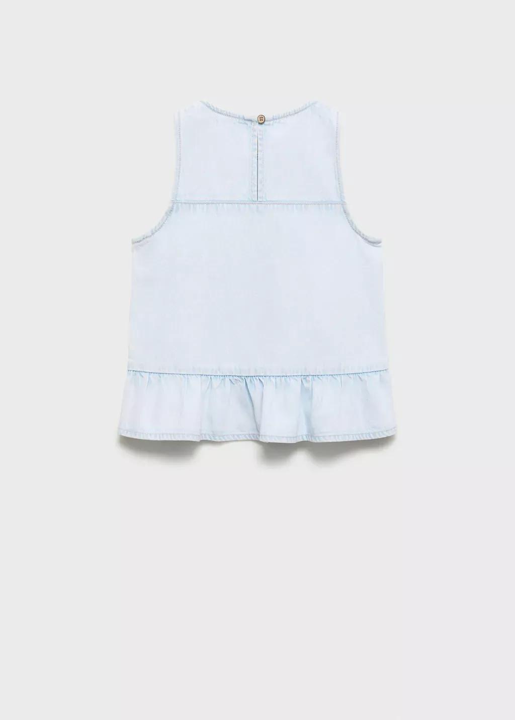 Blue Frilled Denim Shirt, Kids Girl, , large image number 5