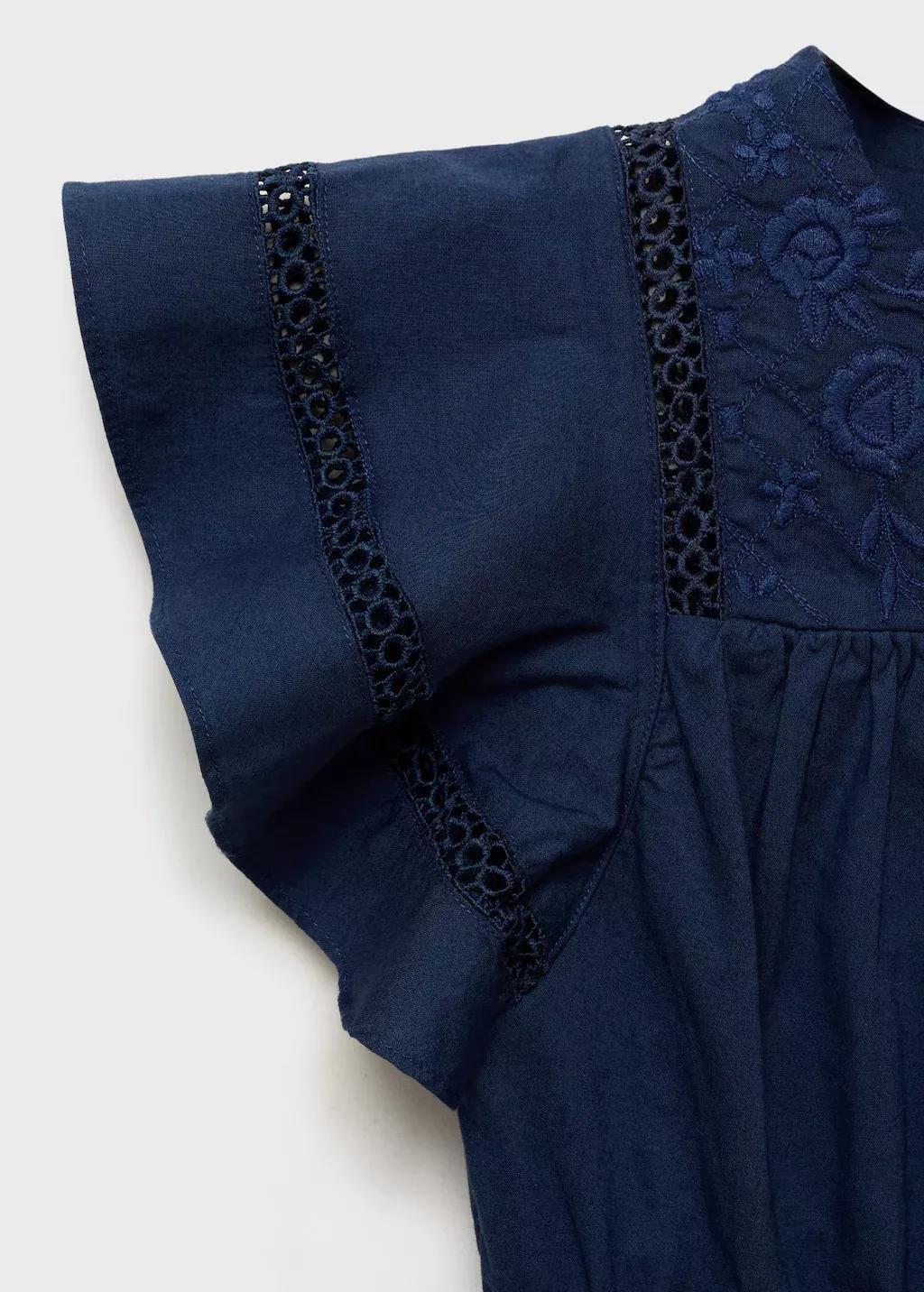 Navy Long Embroidered Jumpsuit, Kids Girl, , large image number 3