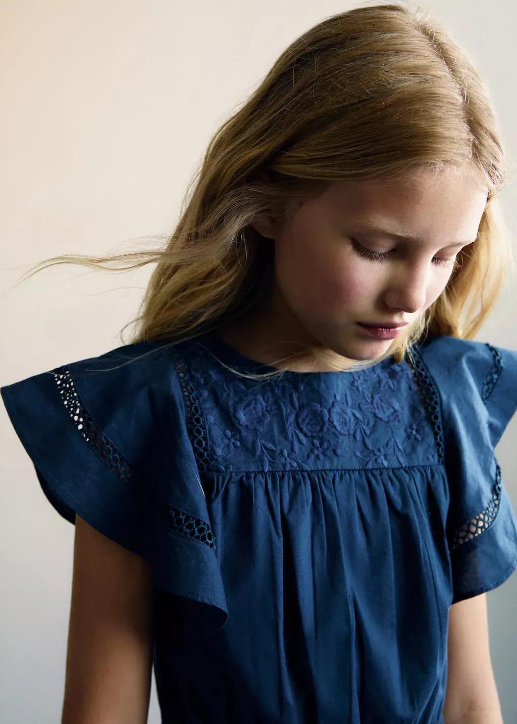 Navy Long Embroidered Jumpsuit, Kids Girl, , large image number 4