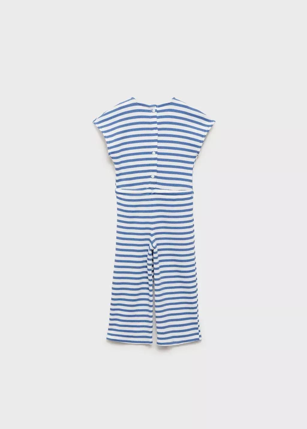 Navy Striped Long Jumpsuit, Baby Girl, , large image number 1
