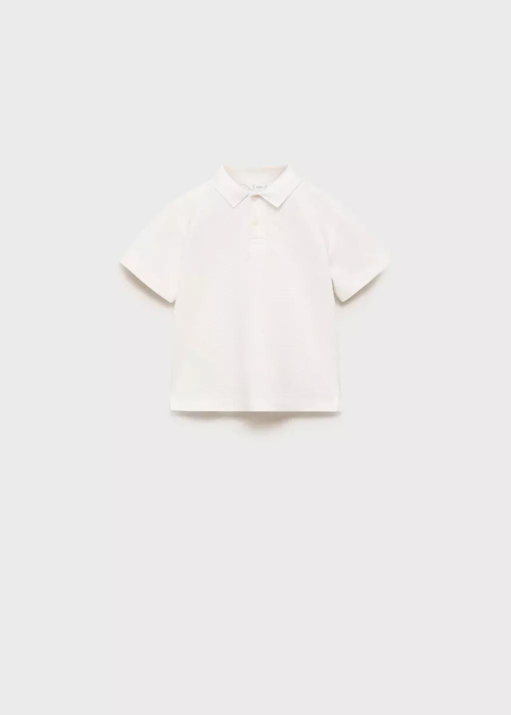 White Ribbed Knit Polo Shirt, Baby Boy, , medium