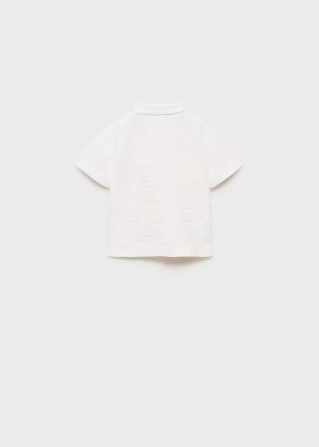 White Ribbed Knit Polo Shirt, Baby Boy, , large image number 1