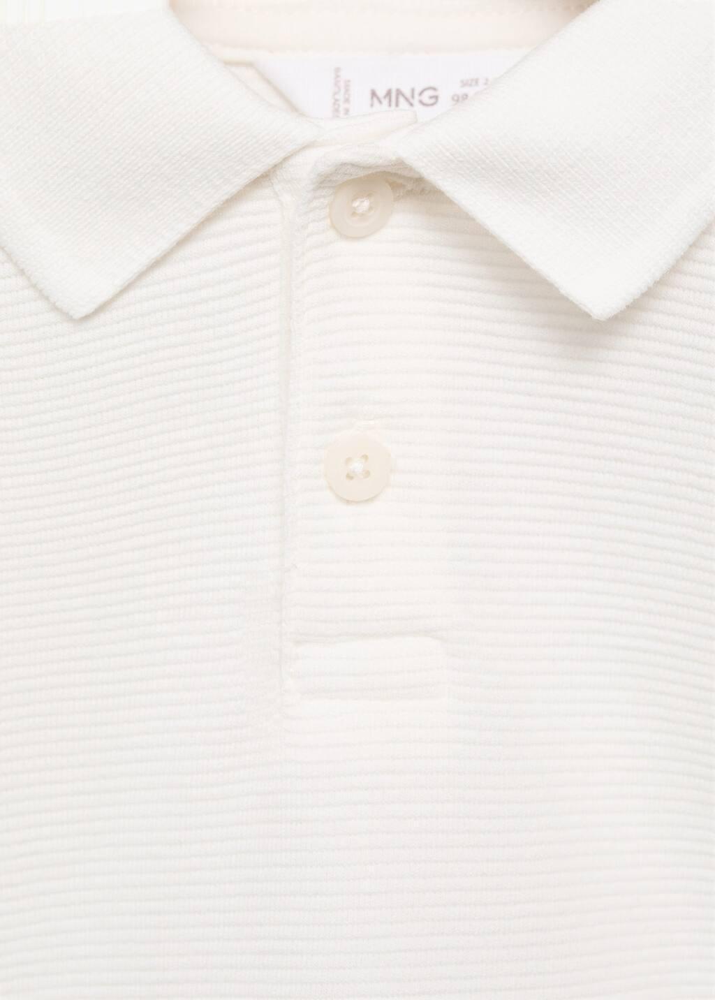White Ribbed Knit Polo Shirt, Baby Boy, , large image number 3
