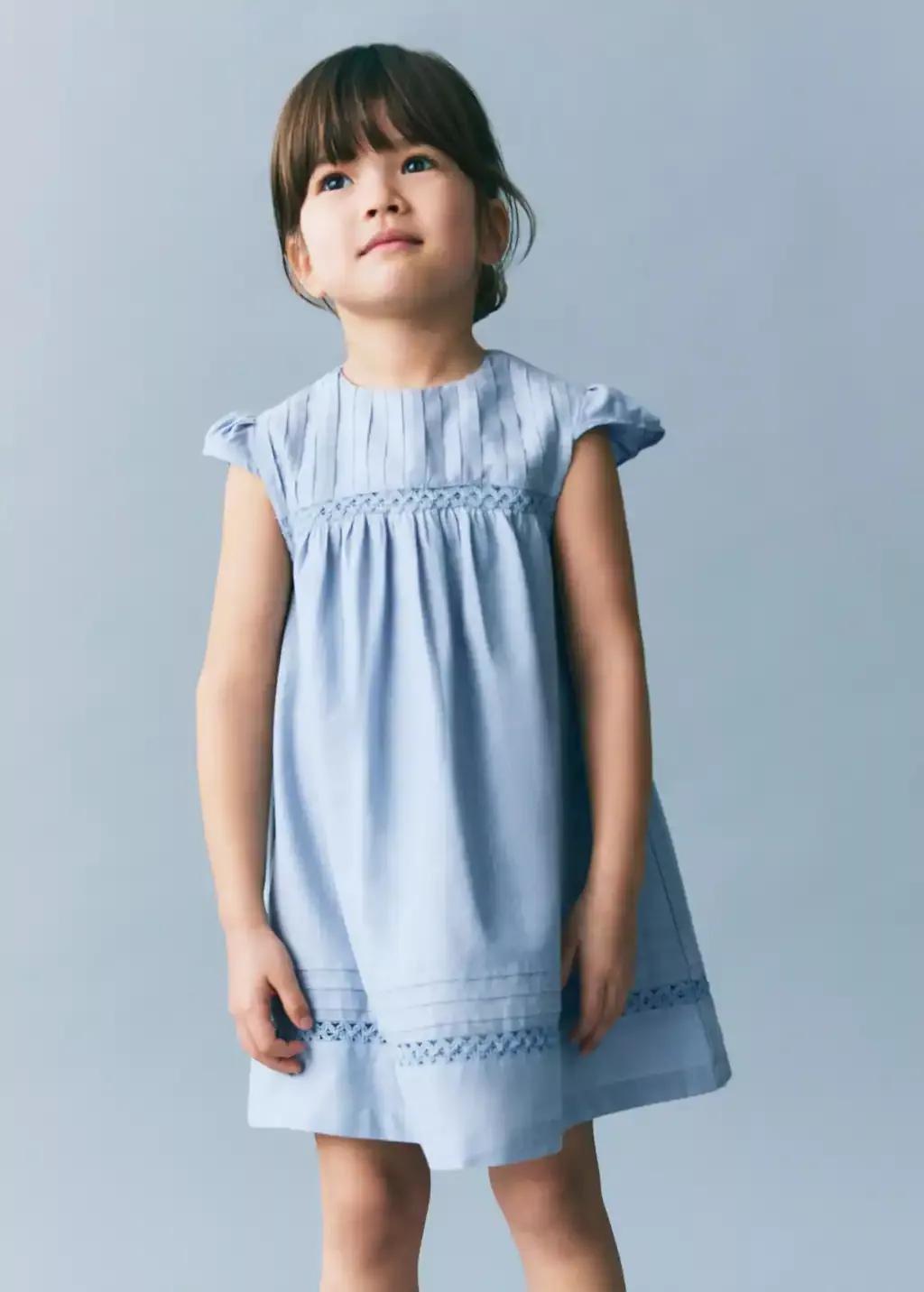 Blue Lt Pastel Embroidered Detail Dress, Baby Girl, , large image number 0