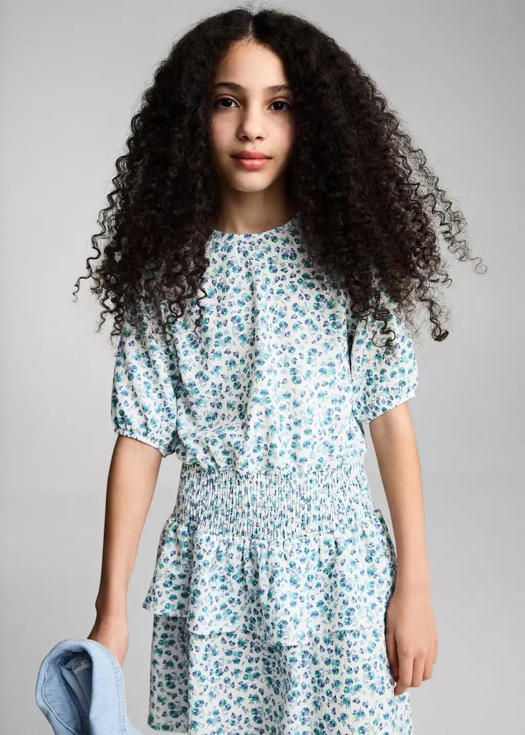 White Floral Ruffle Dress, Kids Girl, , medium