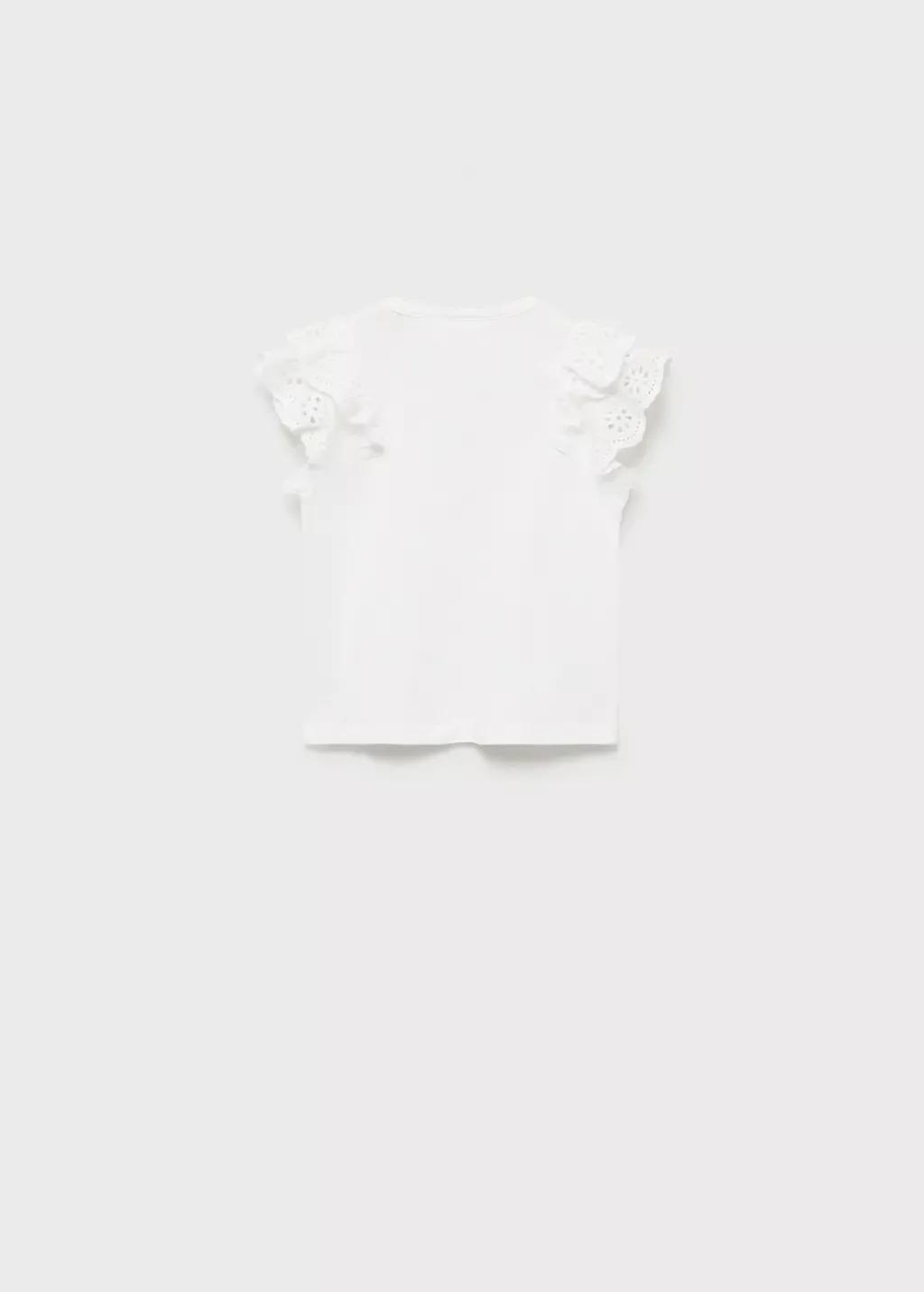 White Frills Cotton T-Shirt, Baby Girl, , large image number 1