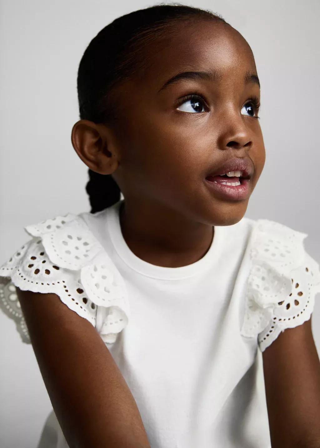 White Frills Cotton T-Shirt, Baby Girl, , large image number 3