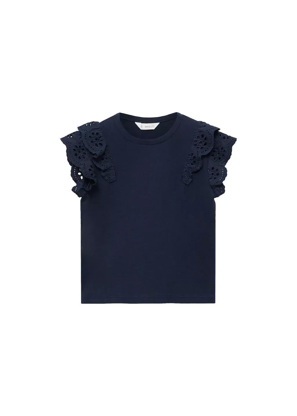Navy Frills T-Shirt Ruffle, Kids Girls, , medium