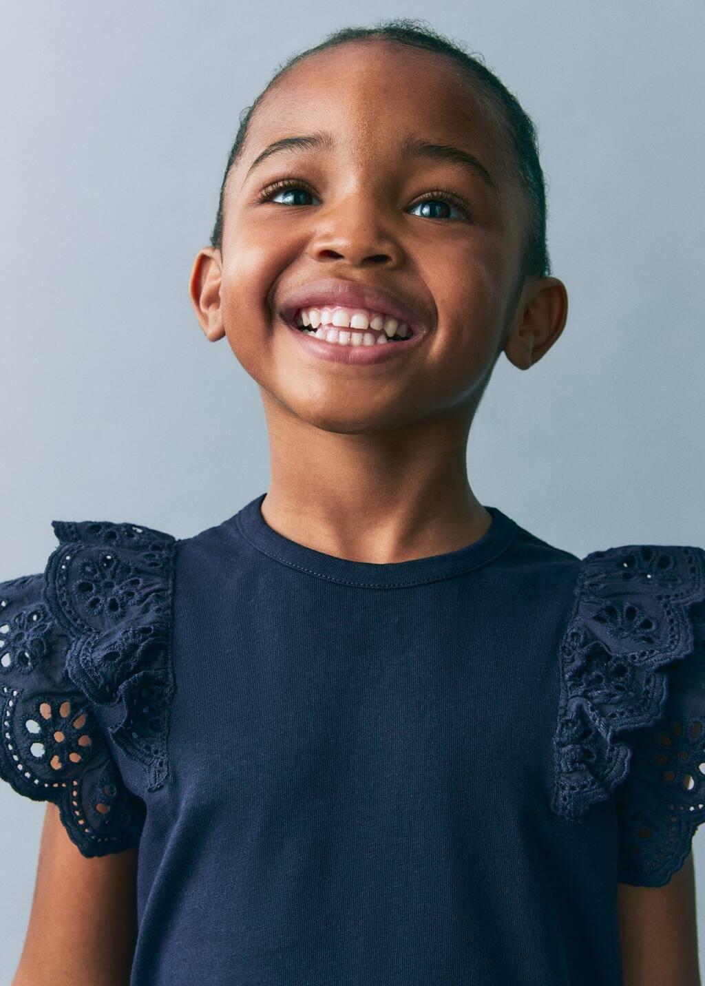 Navy Frills T-Shirt Ruffle, Kids Girls, , large image number 3