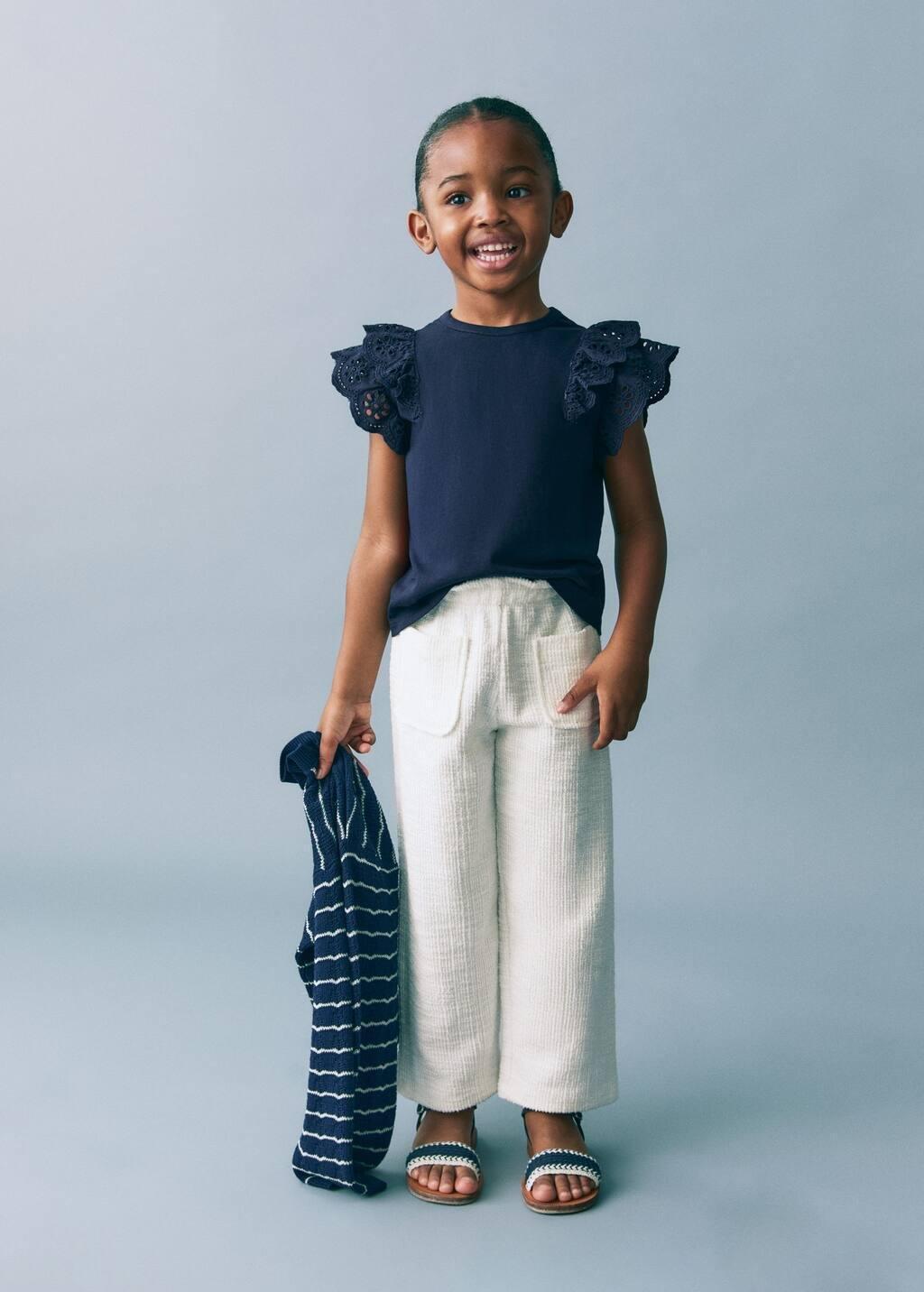 Navy Frills T-Shirt Ruffle, Kids Girls, , large image number 4