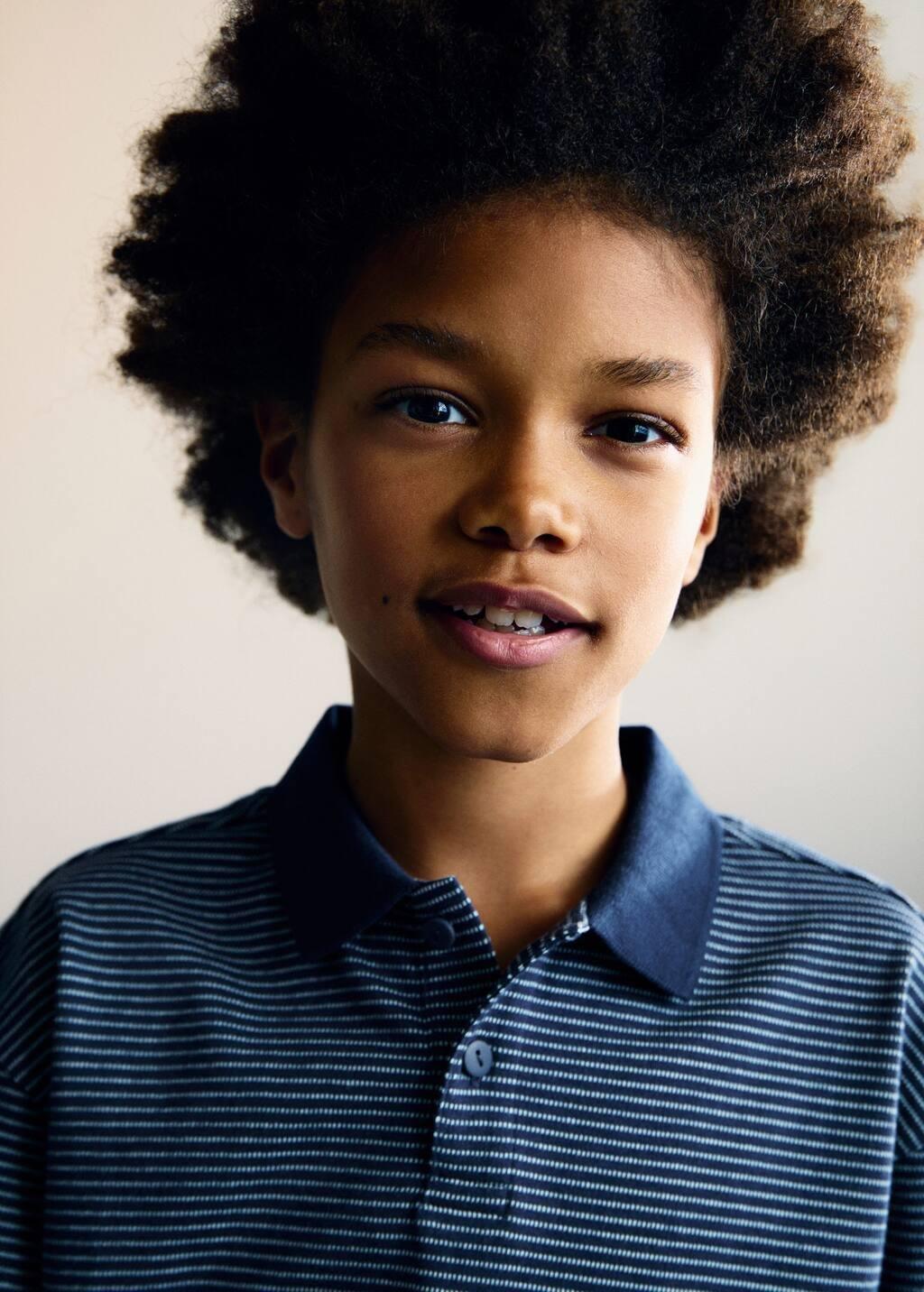 Navy Striped Cotton Polo Shirt, Kids Boy, , large image number 3