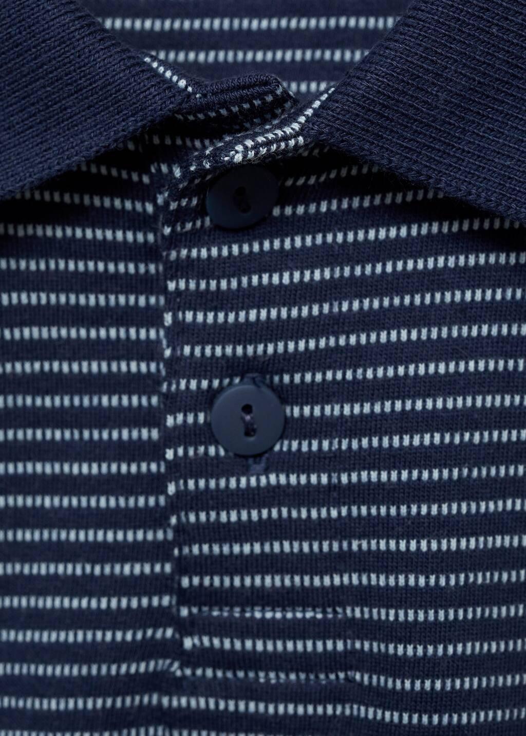 Navy Striped Cotton Polo Shirt, Kids Boy, , large image number 4