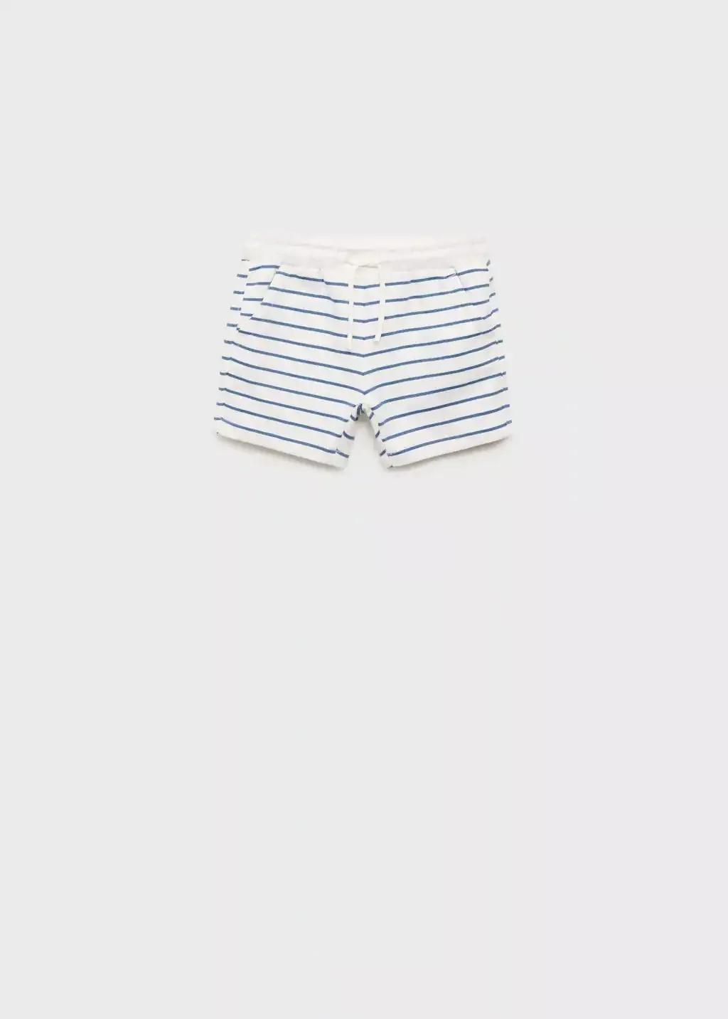 Blue Striped Cotton Bermuda Shorts, Baby Boy, , large image number 0