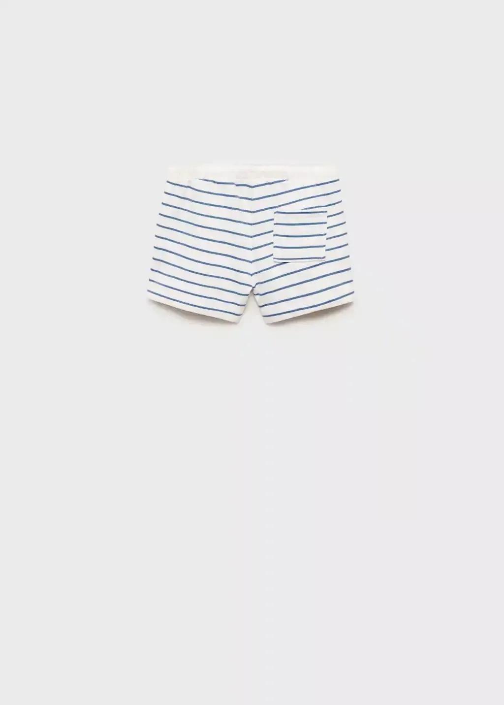 Blue Striped Cotton Bermuda Shorts, Baby Boy, , large image number 2