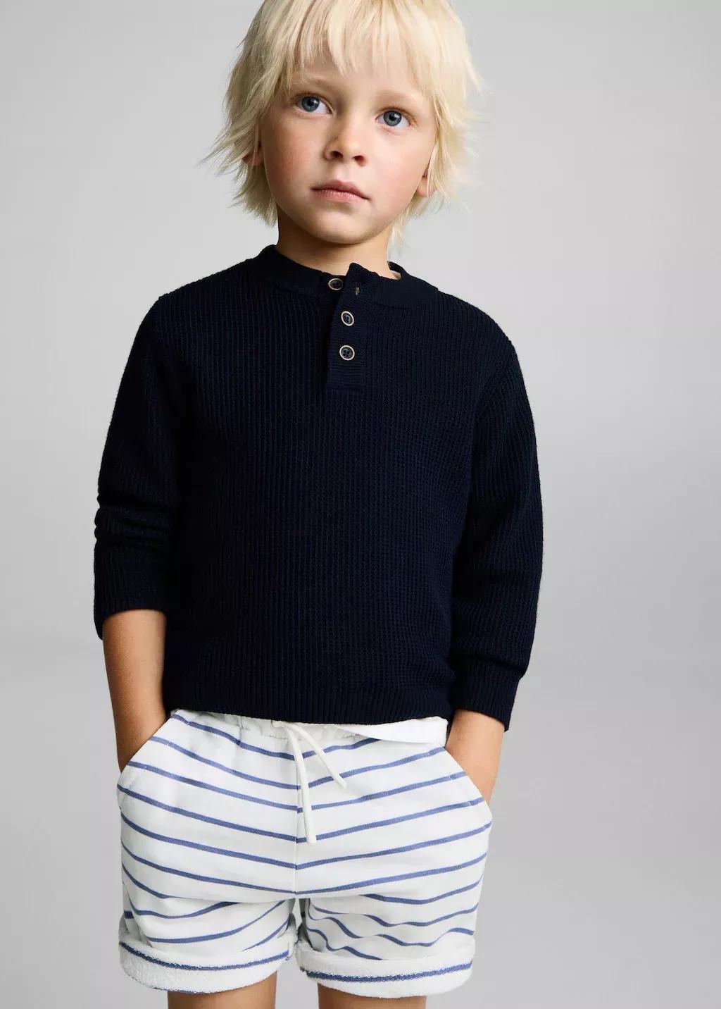 Blue Striped Cotton Bermuda Shorts, Baby Boy, , large image number 3