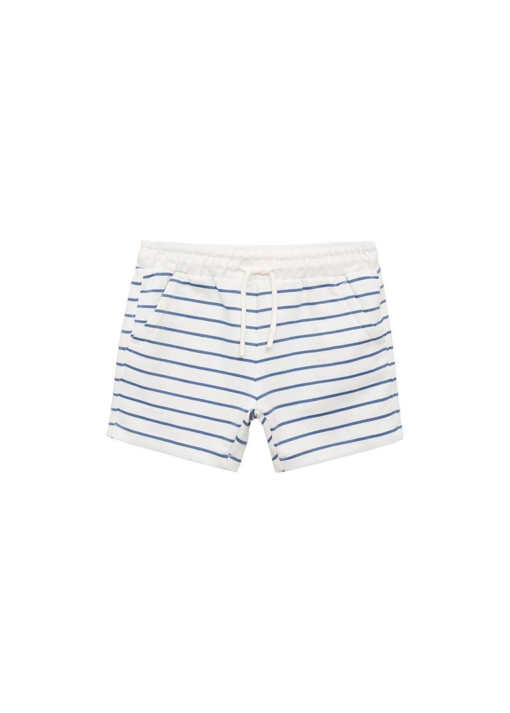 Blue Striped Cotton Bermuda Shorts, Baby Boy, , large image number 4