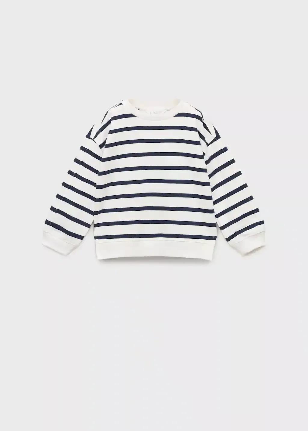 Navy Striped Cotton-Blend Sweatshirt, Baby Boy, , medium
